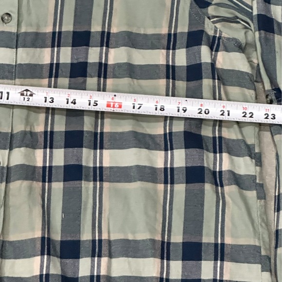 Magellan Outdoors Shirt Womens XL Navy Aqua Plaid Boyfriend Fit Willow‎ Creek - Picture 5 of 16